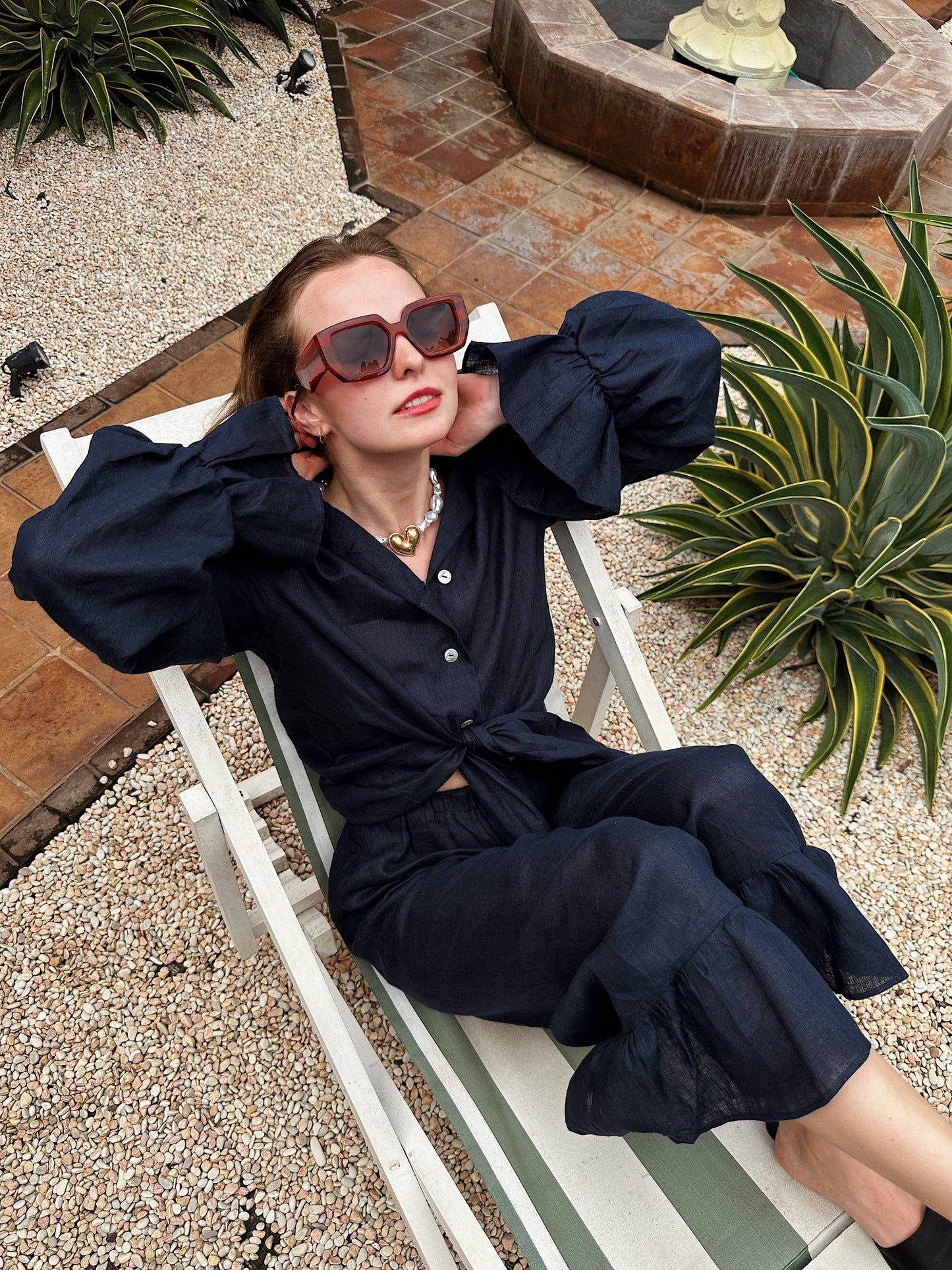 Womens Linen Pajamas Set with Wide Pants, Pyjama Set, Linen Two Piece Set, Linen Summer Beach Suit, Linen Blouse, High Waisted Pants