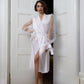 Wedding Silk Kimono Robe, Bridal Silk Robe with Wide Transparent Sleeves, Puff Tulle Sleeves Robe, Bridal Gown, Bridesmaid Gift