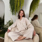 Ivory Boho Pajama Set with Pants and Shirt, Loungewear Linen Pajama, Linen Sleepwear, Linen Bridesmaid Pajama, Valentine's Day Gift for Her