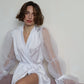 Bridal Robe with Wide Feather Sleeves